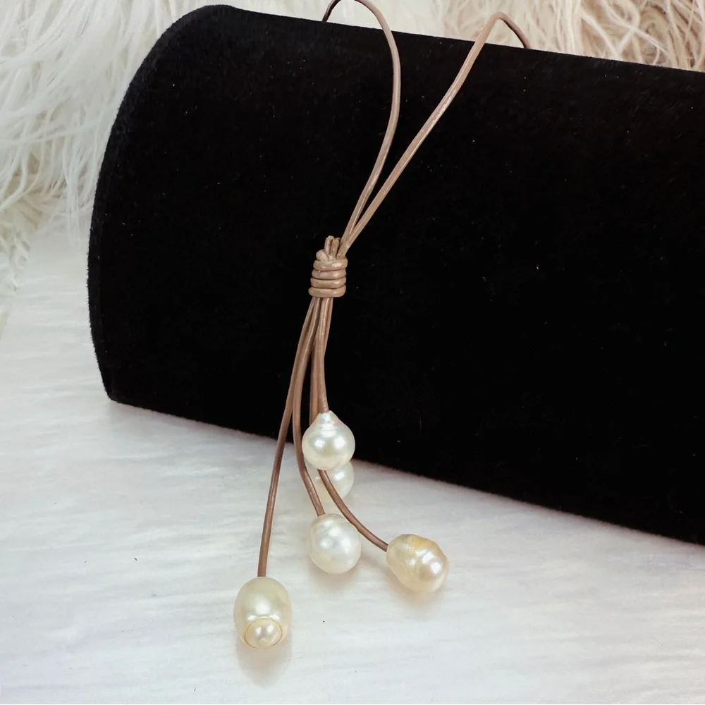 Magnetic closure faux freshwater pearl drop necklace